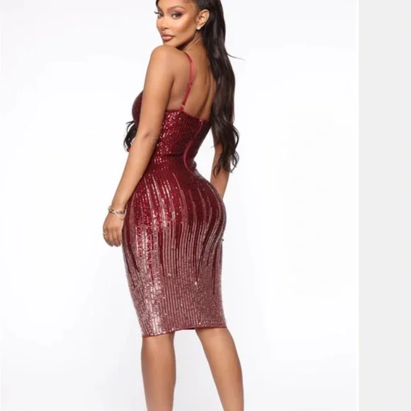 Fashion Nova Striking Arrival Burgundy Silver Sequin Mini Dress - Picture 6 of 10